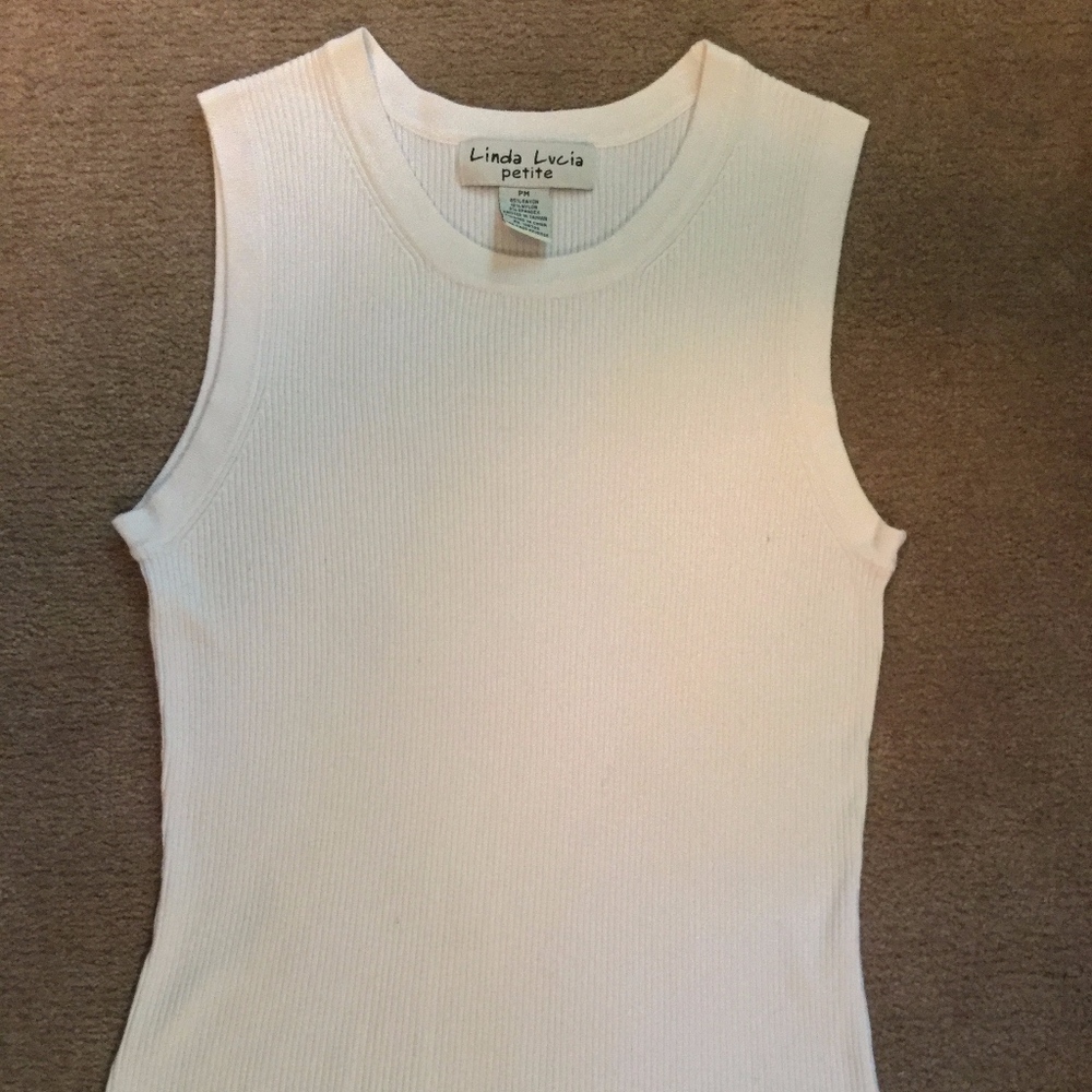 Cream rib knit sleeveless sweater tank